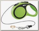 FLEXI New Comfort XS Cord 3 m Поводок-рулетка, трос, черный/зеленый, до 8 кг