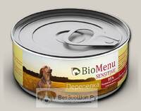 Влажный корм BIOMENU Sensitive для взрослых собак, перепелка, 100г