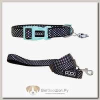 Ошейник и поводок для собак DOOG "Pongo", черный в белую крапинку, комплект