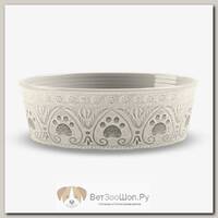 TARHONG Миска для животных "Medallion Paw", бежевая с лапками, 1890мл
