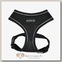PUPPIA Шлейка для собак дышащая, светоотражающая "Soft", чёрная