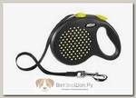 FLEXI Design L Tape 5 m Поводок-рулетка черная/желтый горошек, лента, до 50 кг