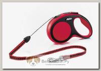 FLEXI New Comfort S Cord 5 m Поводок-рулетка, трос, черный/красный, до 12 кг