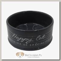 DUVO+ Миска для животных керамическая, "Happy Cat", черная