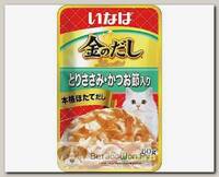 Влажный корм INABA Kinnodashi для кошек, куриное филе с кацуобуси в желе