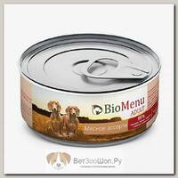 Влажный корм BIOMENU Adult для взрослых собак, мясное ассорти, 100г