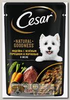 Влажный корм CESAR для собак, индейка с зеленым горошком и морковью в желе