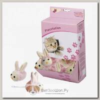 EBI Игрушка для кошек мягкая "Бегающий зайка", бежево-розовый