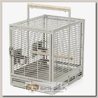 Клетка для птиц транспортировочная SkyRus "Evo Cage Travel Platinum", светло-серая 47х38х46см