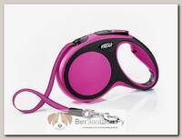 FLEXI New Comfort M Tape 5 m Поводок-рулетка, лента, черный/розовый, до 25 кг