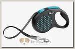 FLEXI Design M Tape 5 m Поводок-рулетка черная/голубой горошек, лента, до 25 кг