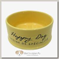 DUVO+ Миска для животных керамическая, "Happy Dog", желтая