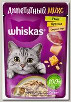 Влажный корм Whiskas "Аппетитный микс" для кошек курица/утка с сырным соусом