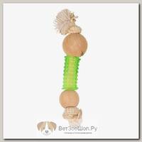 DUVO+ Игрушка для собак деревянная "Stick Round with Rope", зелёная, 18х5х5см (Бельгия)!!