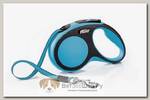 FLEXI New Comfort S Tape 5 m Поводок-рулетка, лента, черный/синий, до 15 кг