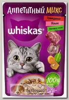 Влажный корм Whiskas Аппетитный микс для кошек говядина, язык и овощи в желе