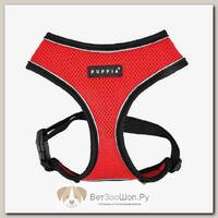 PUPPIA Шлейка для собак дышащая, светоотражающая "Soft", красная