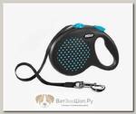 FLEXI Design L Tape 5 m Поводок-рулетка черная/голубой горошек, лента, до 50 кг
