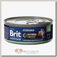 Влажный корм для стерилизованных кошек BRIT Premium by Nature Cat Adult Sterilised с курицей и печенью