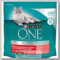Корм сухой PURINA ONE для стерилизованных кошек и кастрированных котов лосось,пшеница