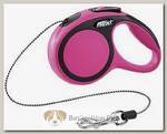 FLEXI New Comfort XS Cord 3 m Поводок-рулетка, трос, черный/розовый, до 8 кг
