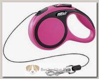 FLEXI New Comfort XS Cord 3 m Поводок-рулетка, трос, черный/розовый, до 8 кг